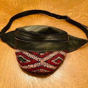 Leather woven belt bag